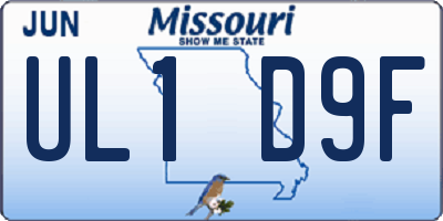 MO license plate UL1D9F