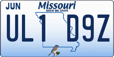 MO license plate UL1D9Z