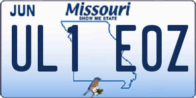 MO license plate UL1E0Z