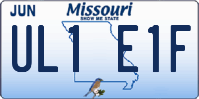 MO license plate UL1E1F
