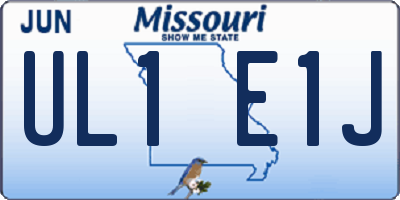 MO license plate UL1E1J