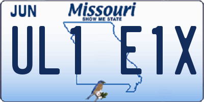 MO license plate UL1E1X