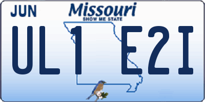 MO license plate UL1E2I