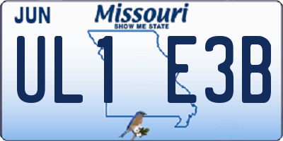 MO license plate UL1E3B