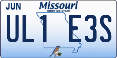 MO license plate UL1E3S