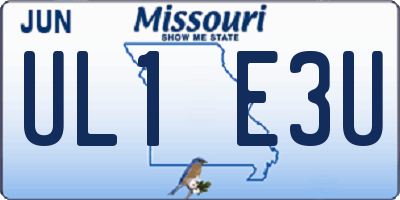MO license plate UL1E3U