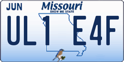 MO license plate UL1E4F