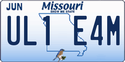MO license plate UL1E4M