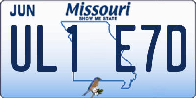 MO license plate UL1E7D
