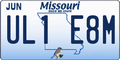 MO license plate UL1E8M