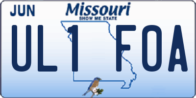 MO license plate UL1F0A