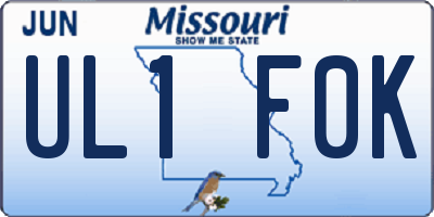 MO license plate UL1F0K