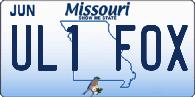 MO license plate UL1F0X