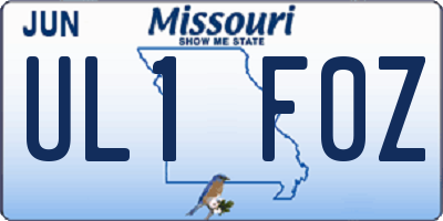 MO license plate UL1F0Z