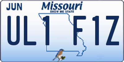 MO license plate UL1F1Z