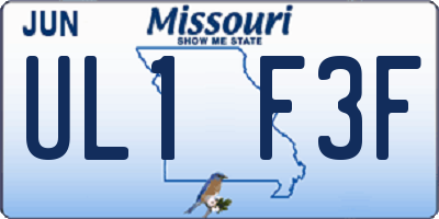 MO license plate UL1F3F