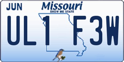 MO license plate UL1F3W
