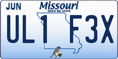 MO license plate UL1F3X