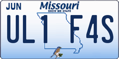 MO license plate UL1F4S