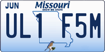 MO license plate UL1F5M
