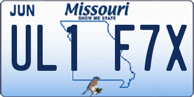 MO license plate UL1F7X