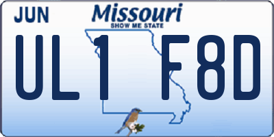 MO license plate UL1F8D