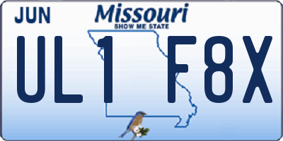 MO license plate UL1F8X
