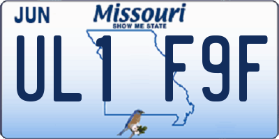 MO license plate UL1F9F