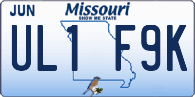 MO license plate UL1F9K