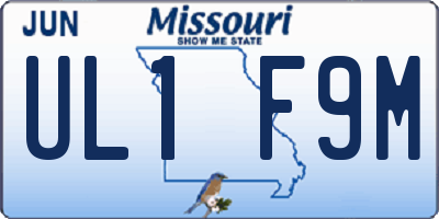 MO license plate UL1F9M
