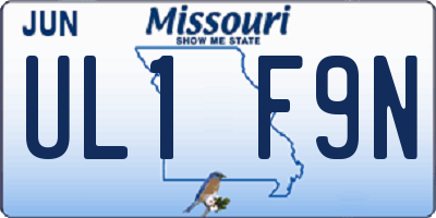 MO license plate UL1F9N