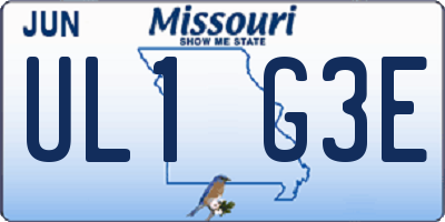 MO license plate UL1G3E
