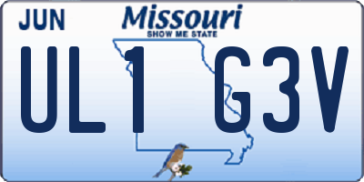 MO license plate UL1G3V