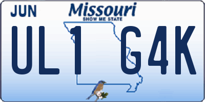 MO license plate UL1G4K