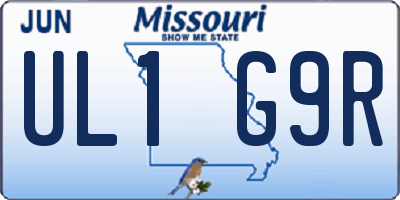 MO license plate UL1G9R