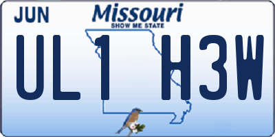 MO license plate UL1H3W