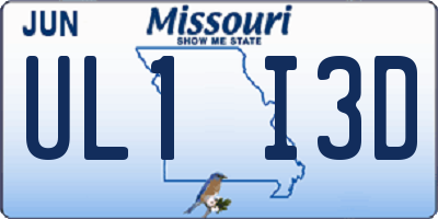 MO license plate UL1I3D