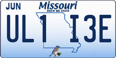 MO license plate UL1I3E