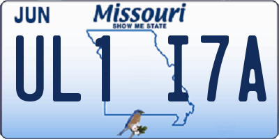 MO license plate UL1I7A