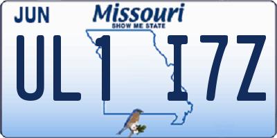 MO license plate UL1I7Z