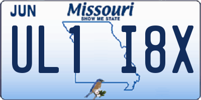 MO license plate UL1I8X