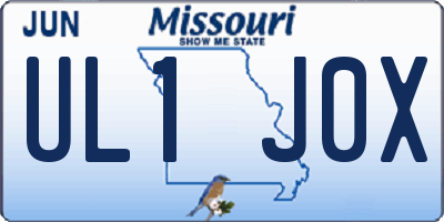MO license plate UL1J0X