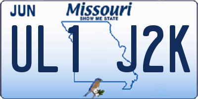 MO license plate UL1J2K