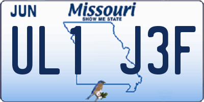 MO license plate UL1J3F