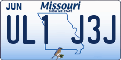 MO license plate UL1J3J