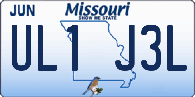 MO license plate UL1J3L