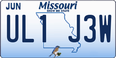 MO license plate UL1J3W