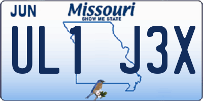MO license plate UL1J3X