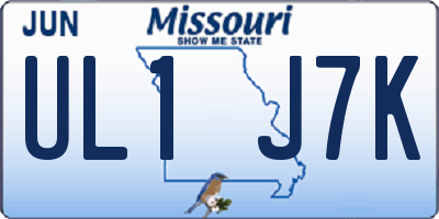 MO license plate UL1J7K