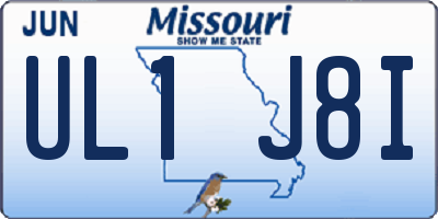 MO license plate UL1J8I